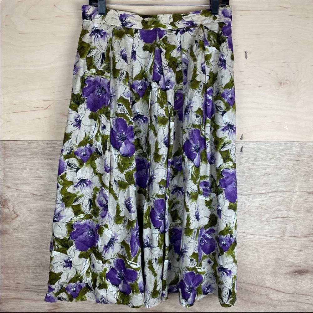Vintage Geiger Floral Purple Green Skirt